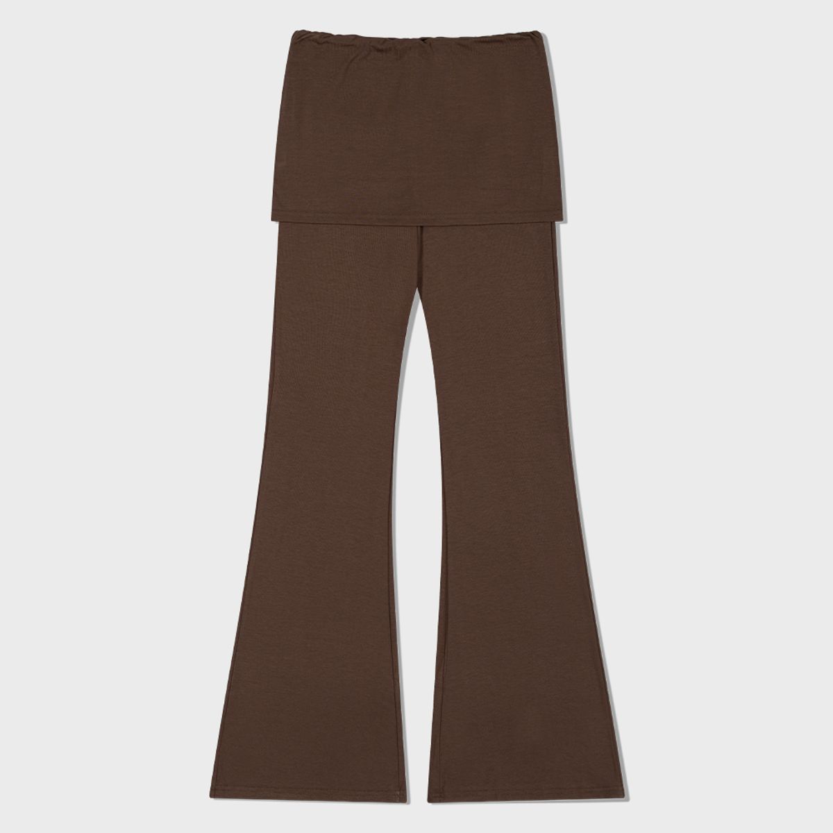 모아(MOAA) Skirt Overlay Flare Pants (BROWN)