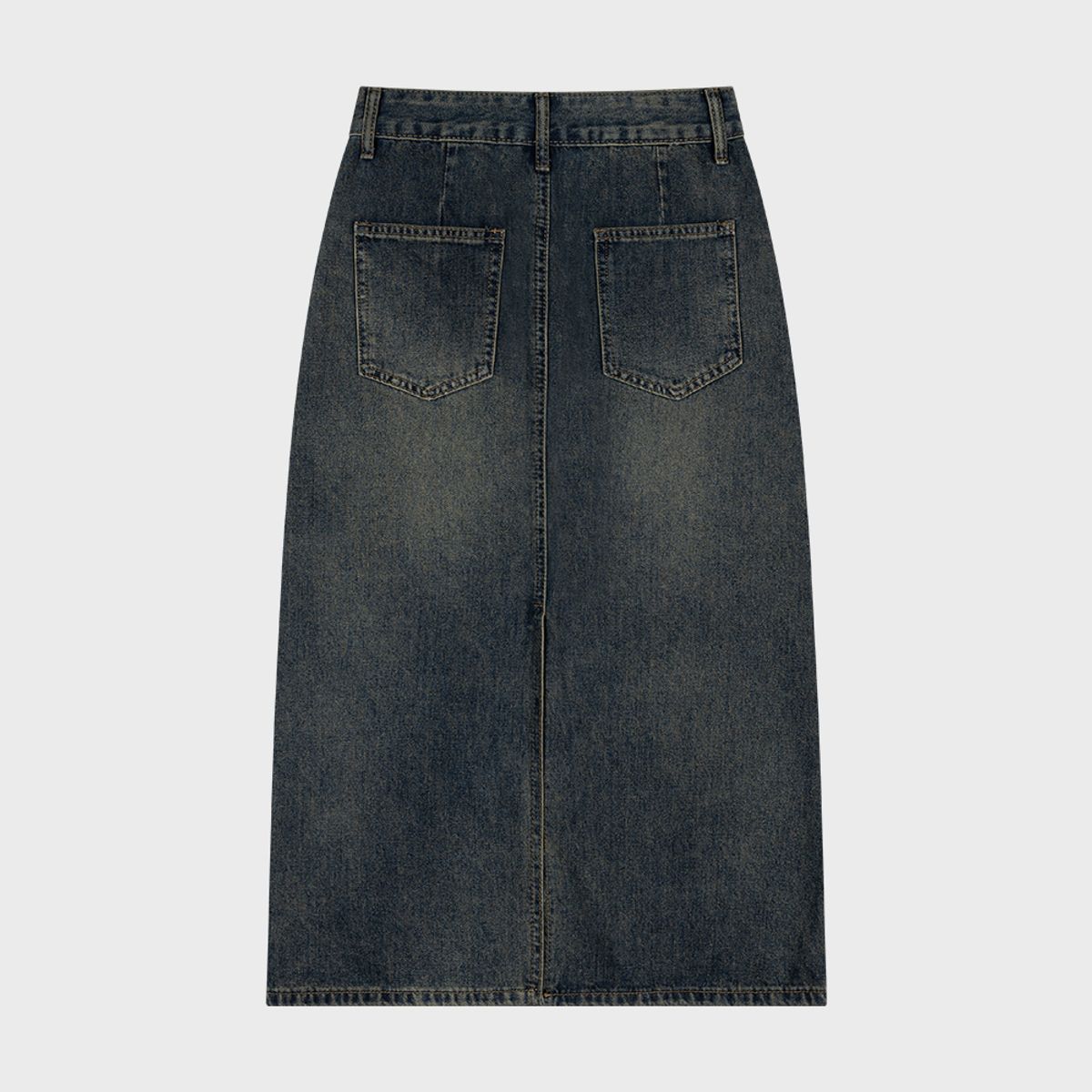모아(MOAA) Vintage Wash Denim Midi Skirt (WASHED JEAN)