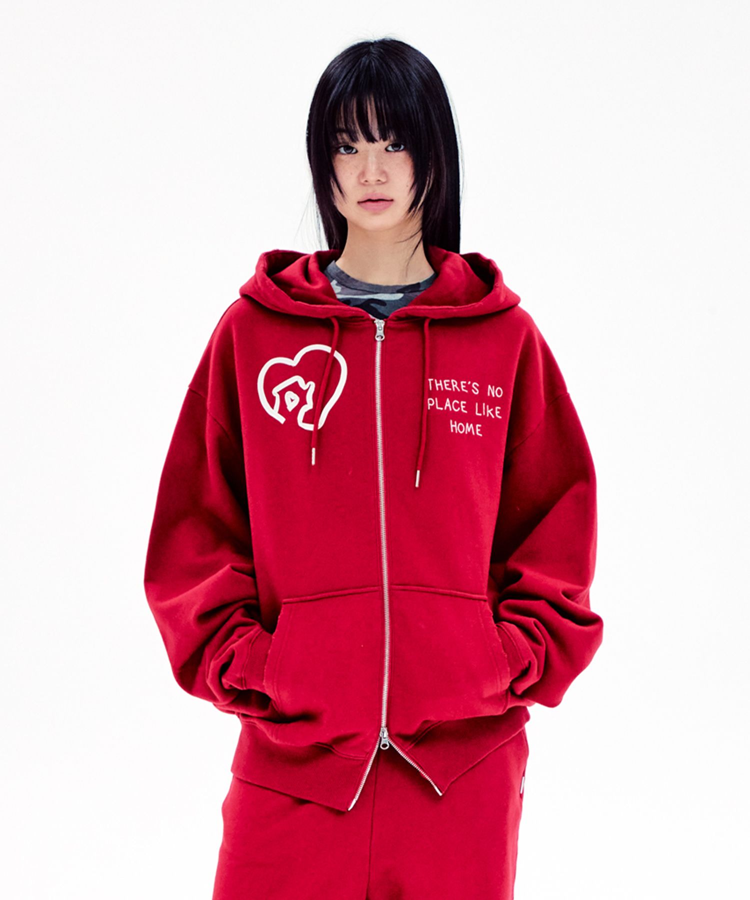MUSINSA公式 | YOUHEE HOME GRAPHIC HOOD ZIP-UP RED