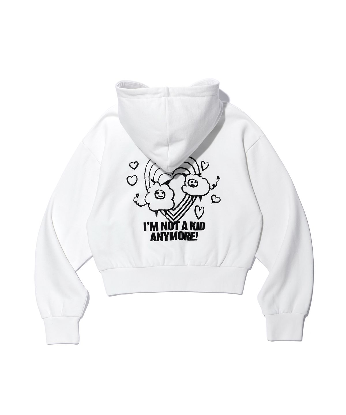 유희(YOUHEE) GRAPHIC DETAILED HOOD ZIP-UP WHITE