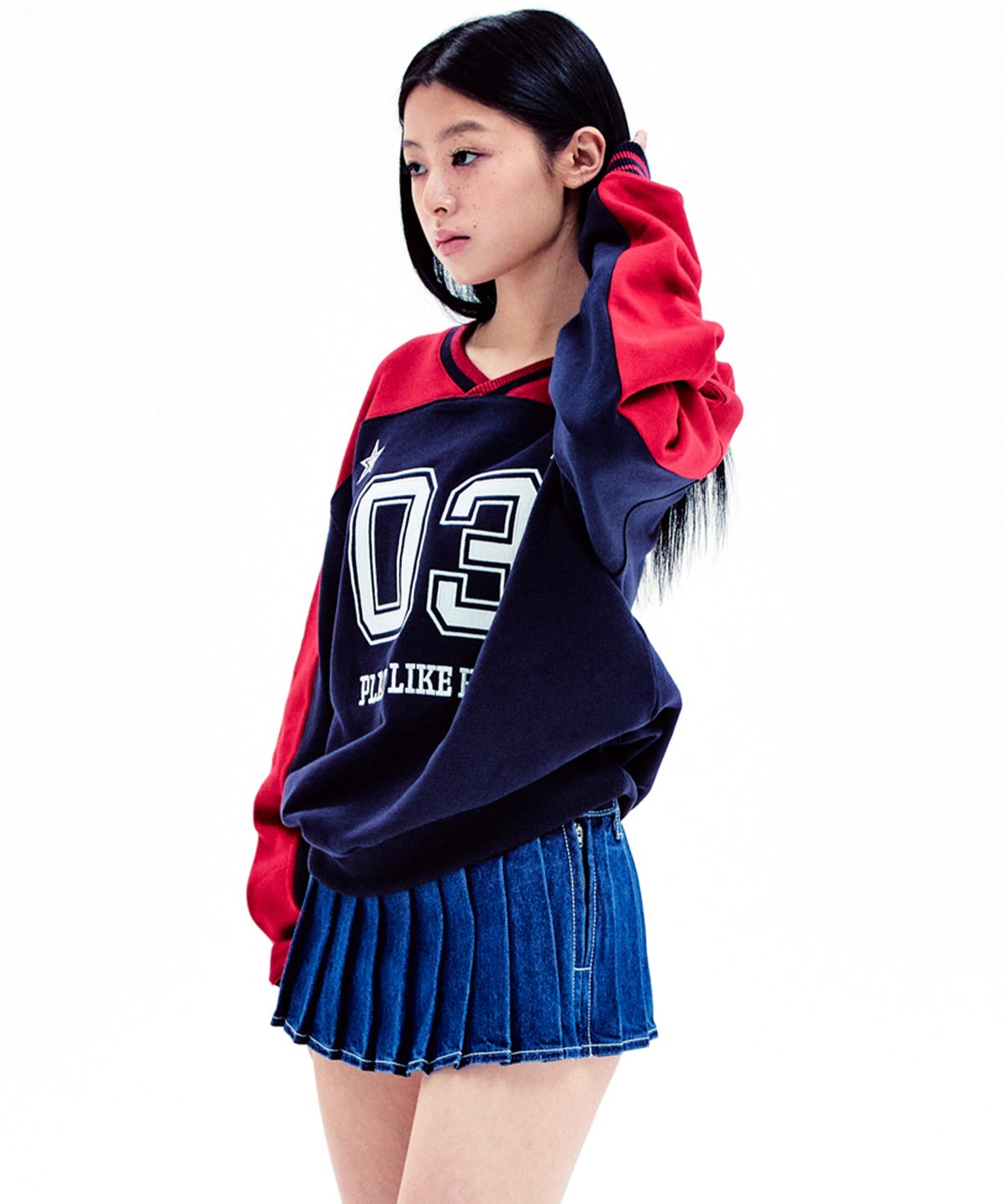 유희(YOUHEE) GRAPHIC TRACK JERSEY SWEAT SHIRTS NAVY