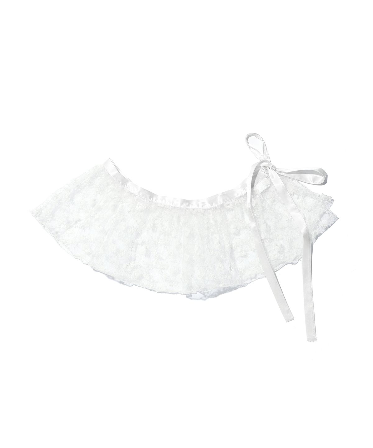 유희(YOUHEE) LACE FRILL LAP SKIRT WHITE