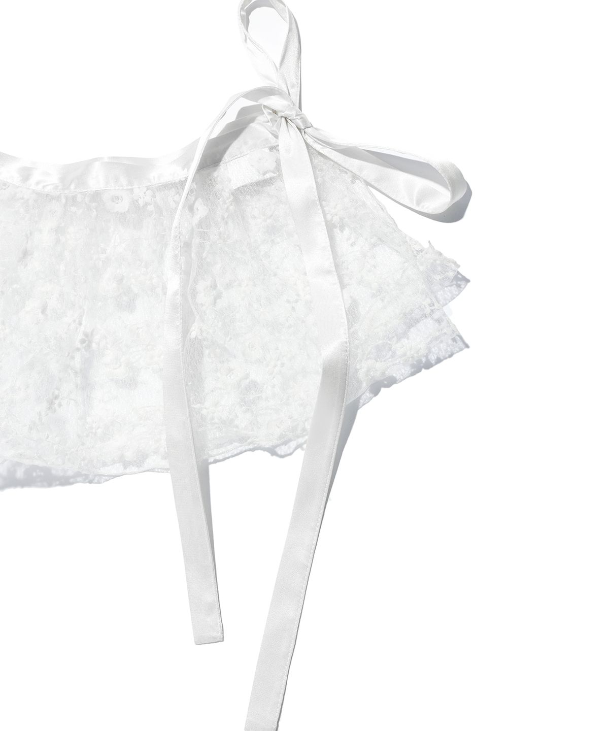 유희(YOUHEE) LACE FRILL LAP SKIRT WHITE