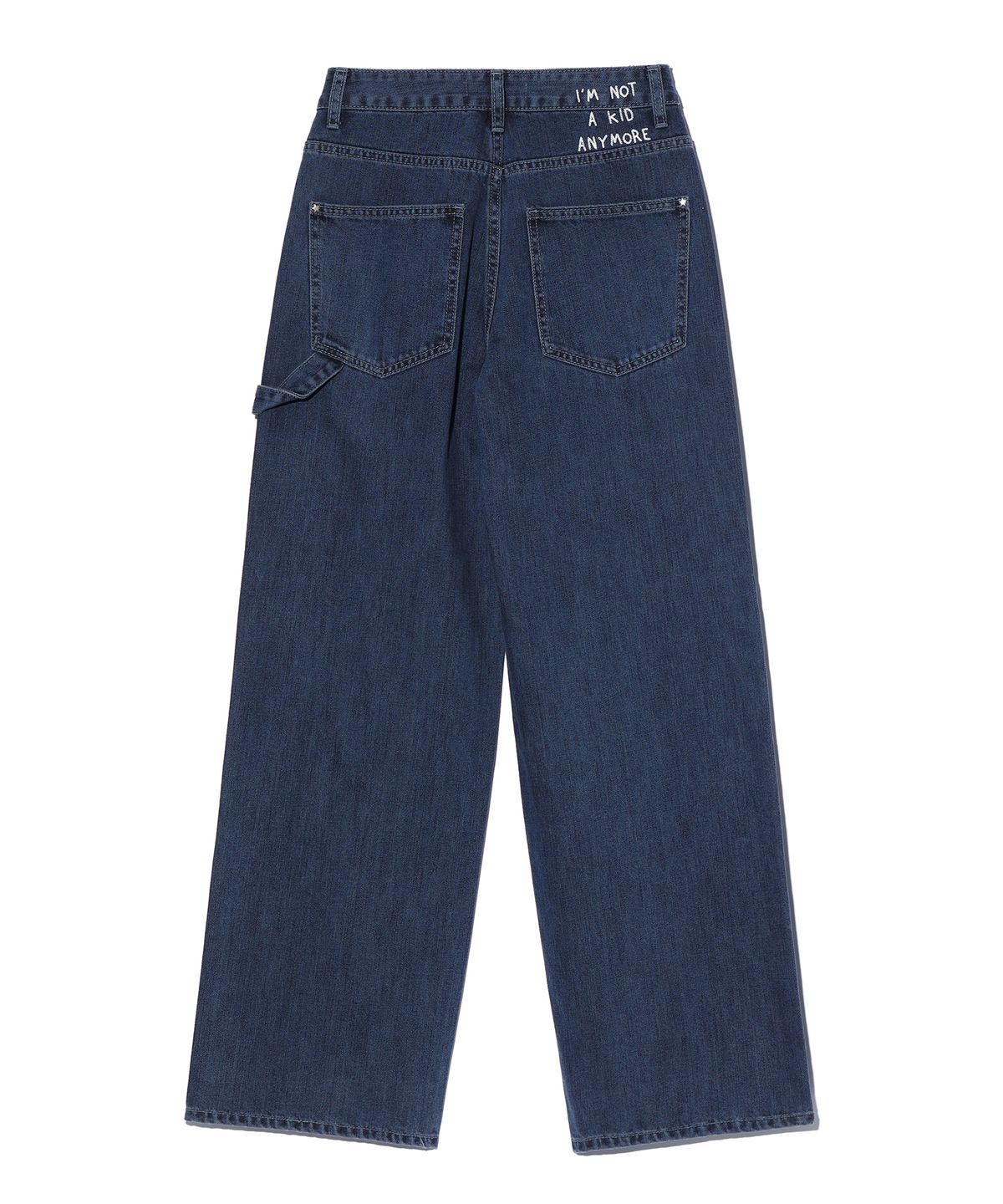 유희(YOUHEE) LETTERING WIDE DENIM PANTS INDIGO