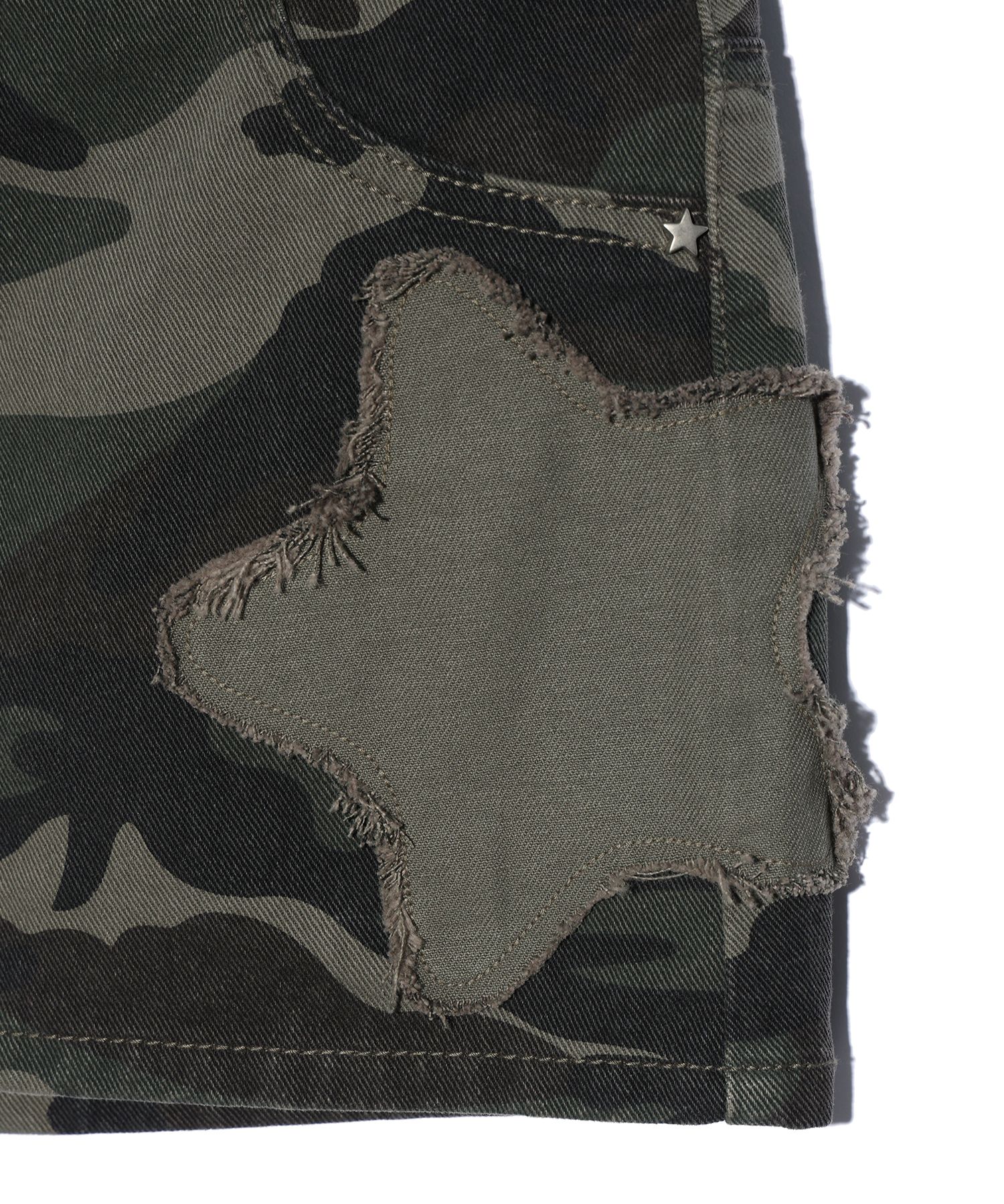 MUSINSA | YOUHEE CAMO PATTERN STAR MINI SKIRT KHAKI