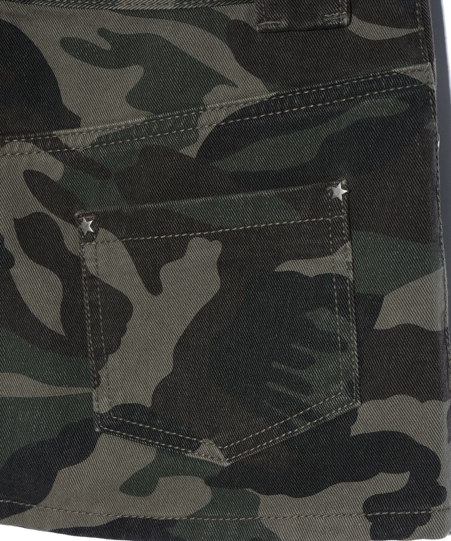 MUSINSA | YOUHEE CAMO PATTERN STAR MINI SKIRT KHAKI