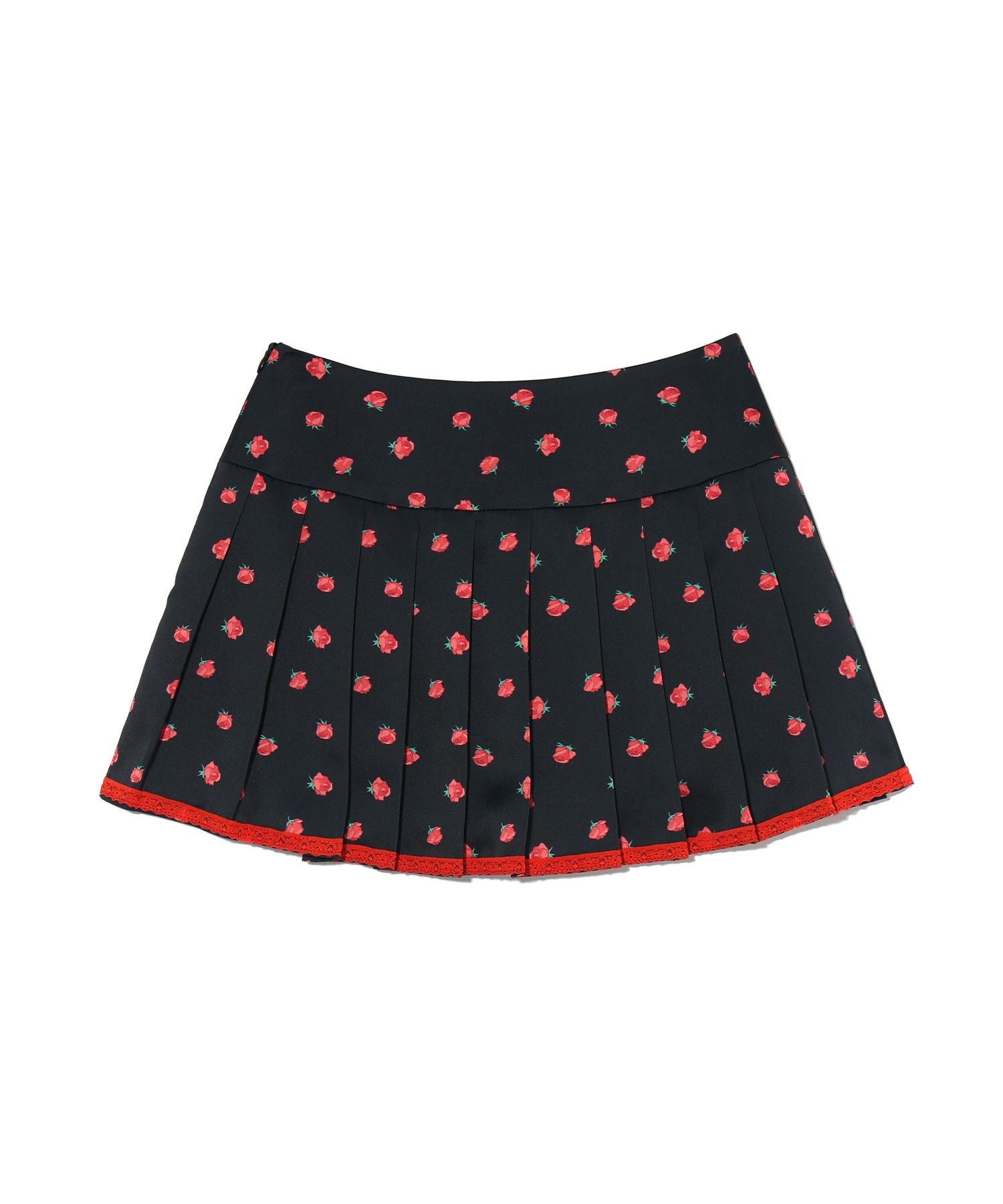MUSINSA | YOUHEE FLOWER PLEATS LACE SKIRT BLACK