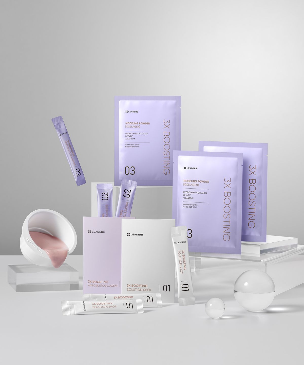 리더스코스메틱(LEADERS COSMETICS) [스피큘 모델링팩 3회분] 리더스 3X 부스팅 모델링 마스크 [콜라겐]
