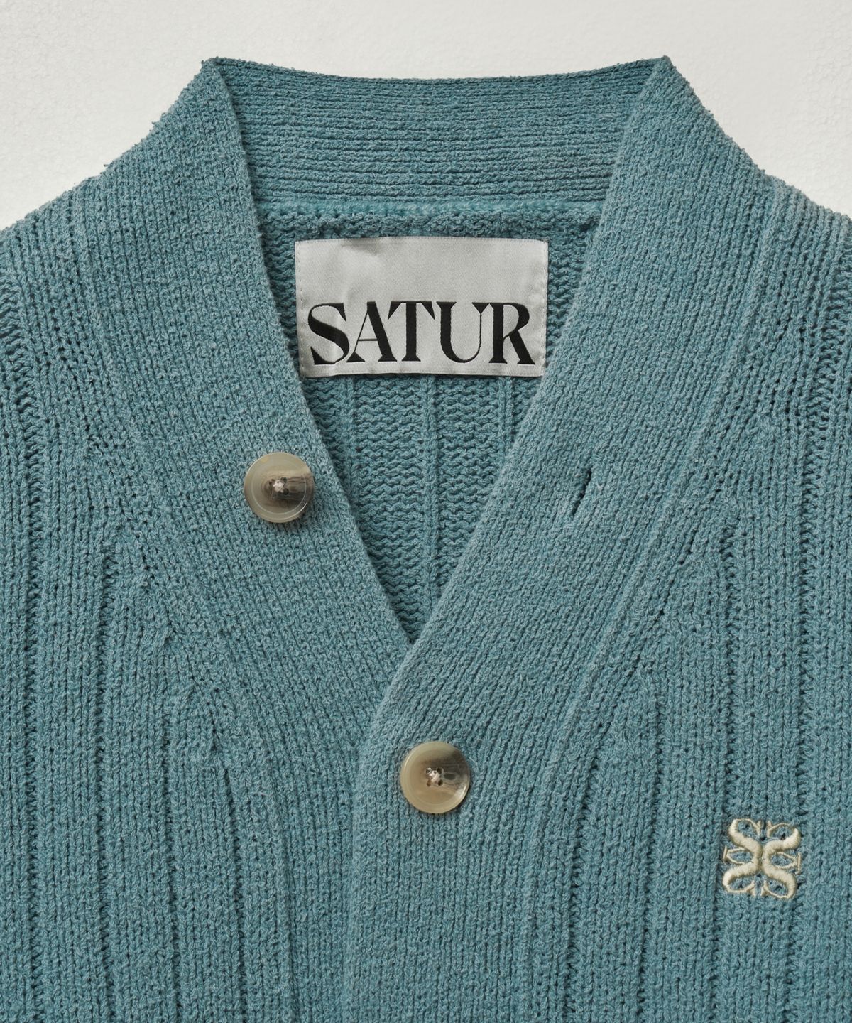 세터(SATUR) 파로 오버 사이즈 부클 가디건 포그 블루