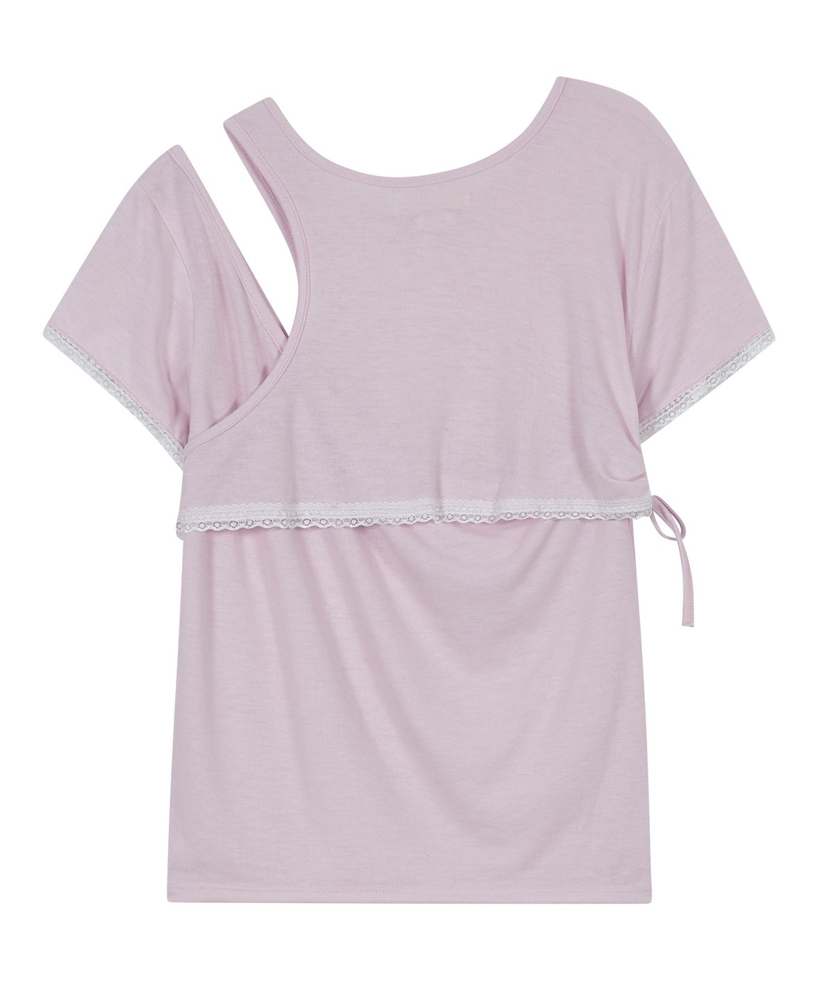 타입서비스(TYPESERVICE) Layered Lace Slit Top [Pink]