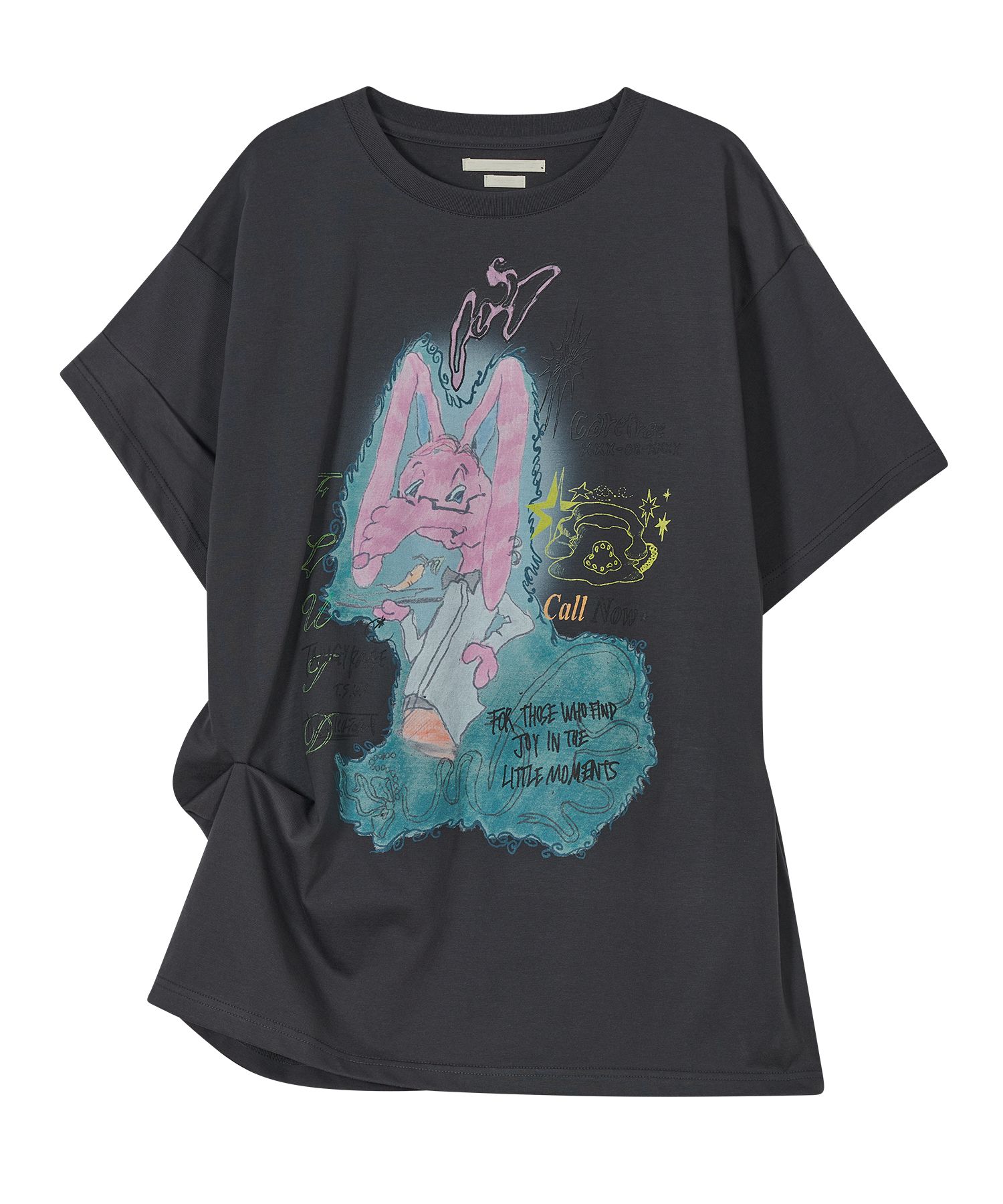 MUSINSA | TYPESERVICE Rabbit Ruched Top [Charcoal]