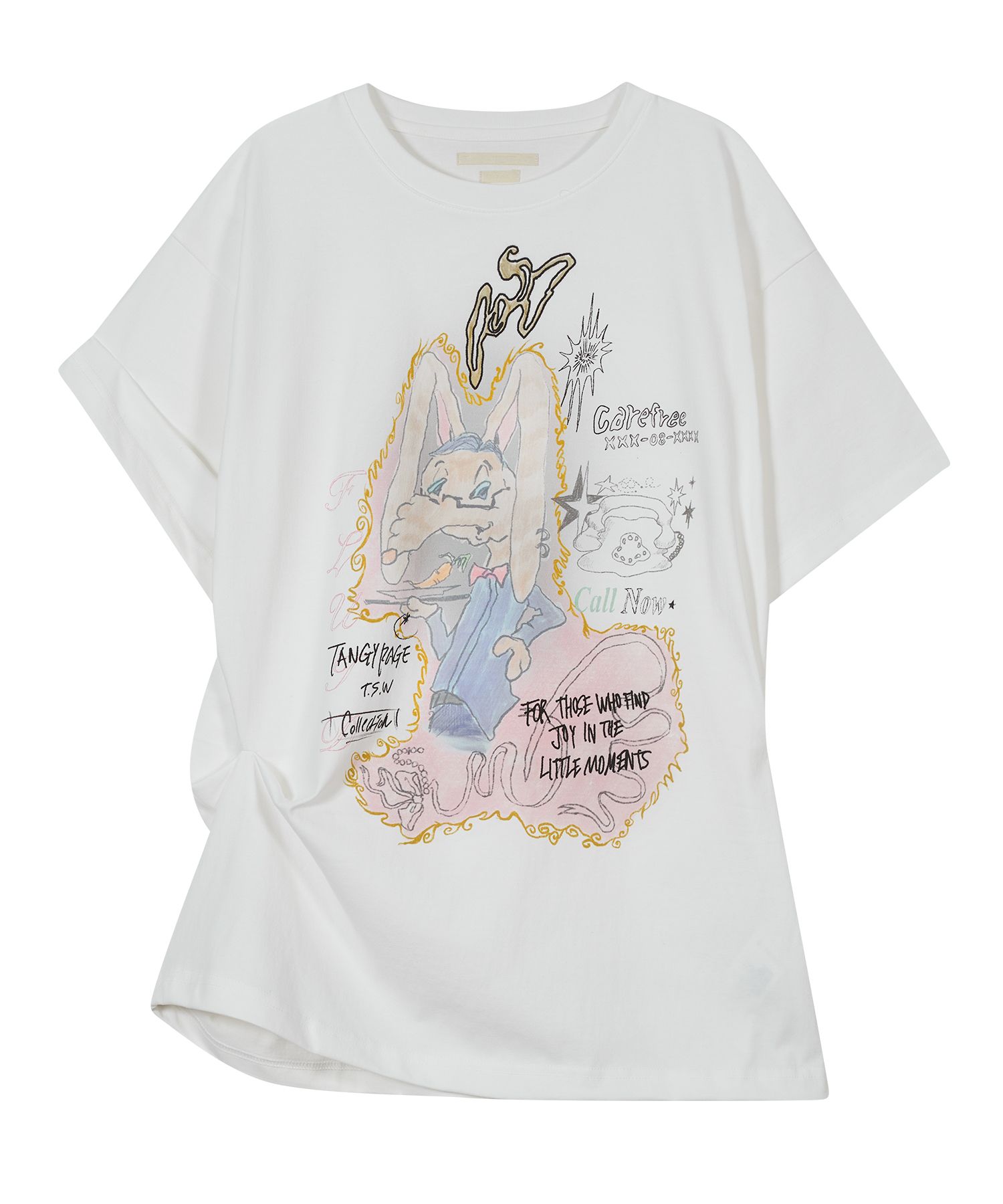 TYPESERVICE　Rabbit Ruched Top [White]　韓国 타입서비스(TYPESERVICE) Rabbit Ruched Top [White] - 사이즈