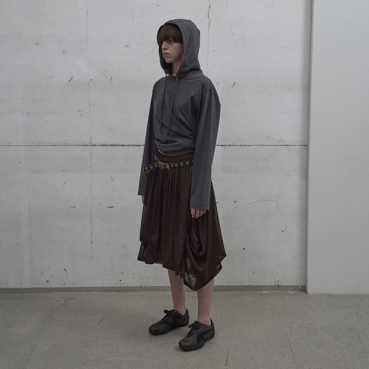 엘씨디씨티엠(LCDC™) DOUBLE LAYERED VOLUME SKIRT (BROWN)