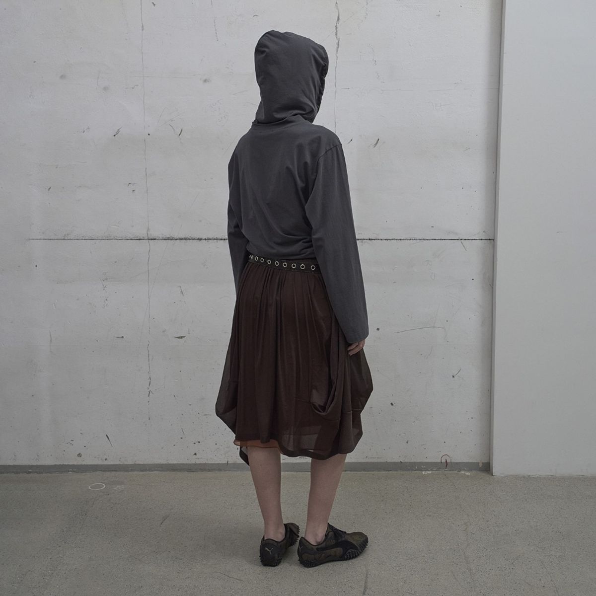 엘씨디씨티엠(LCDC™) DOUBLE LAYERED VOLUME SKIRT (BROWN)