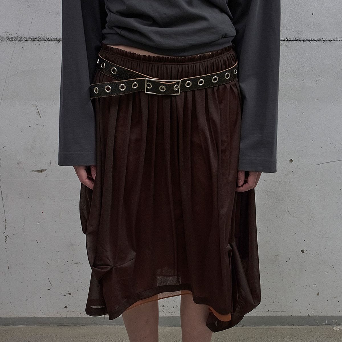 엘씨디씨티엠(LCDC™) DOUBLE LAYERED VOLUME SKIRT (BROWN)