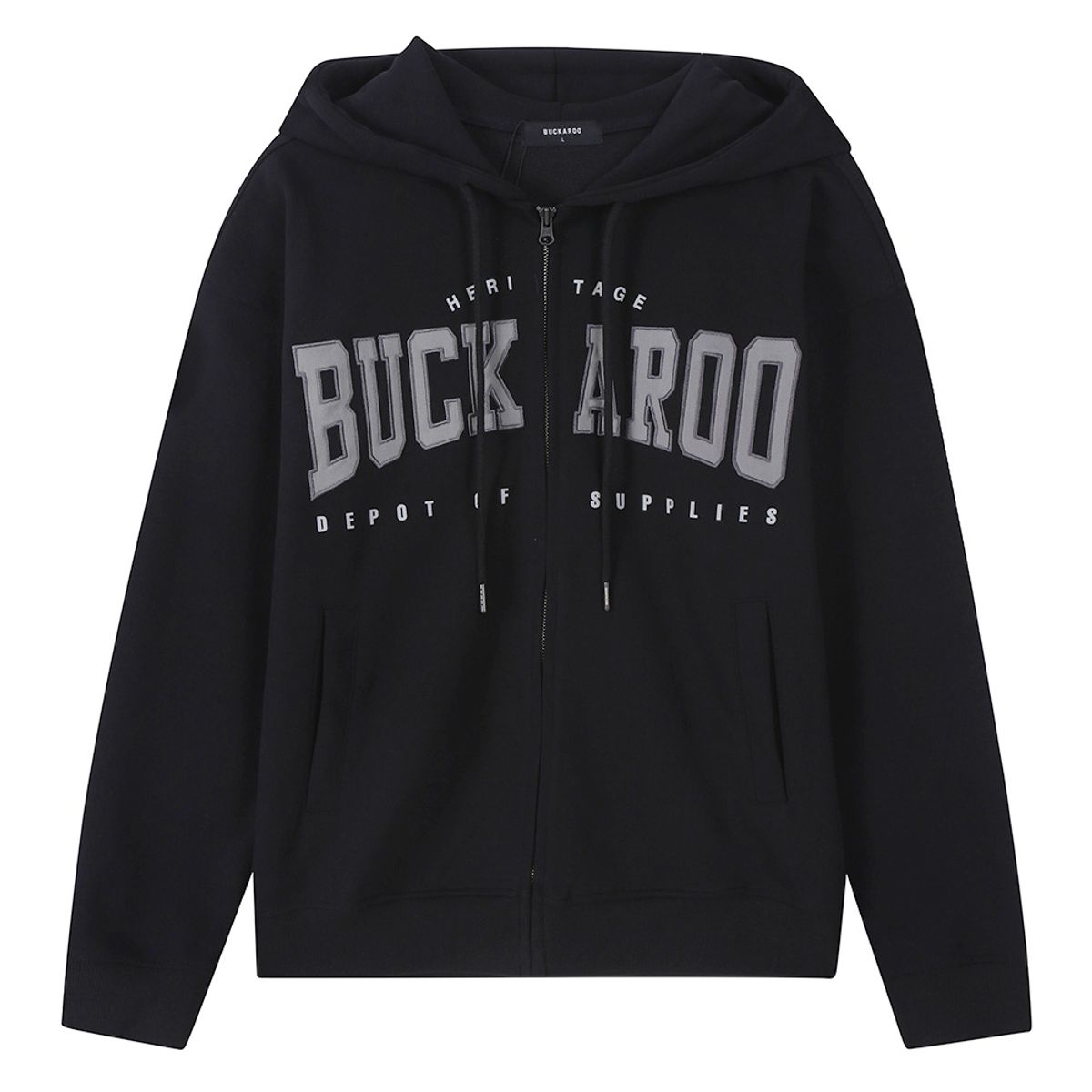 버커루(BUCKAROO) 아플리케 후드 집업 블랙