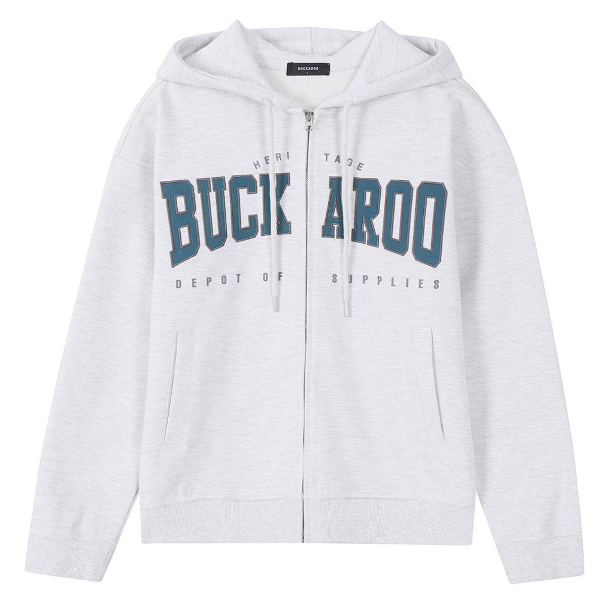 버커루(BUCKAROO) 아플리케 후드 집업 라이트 그레이