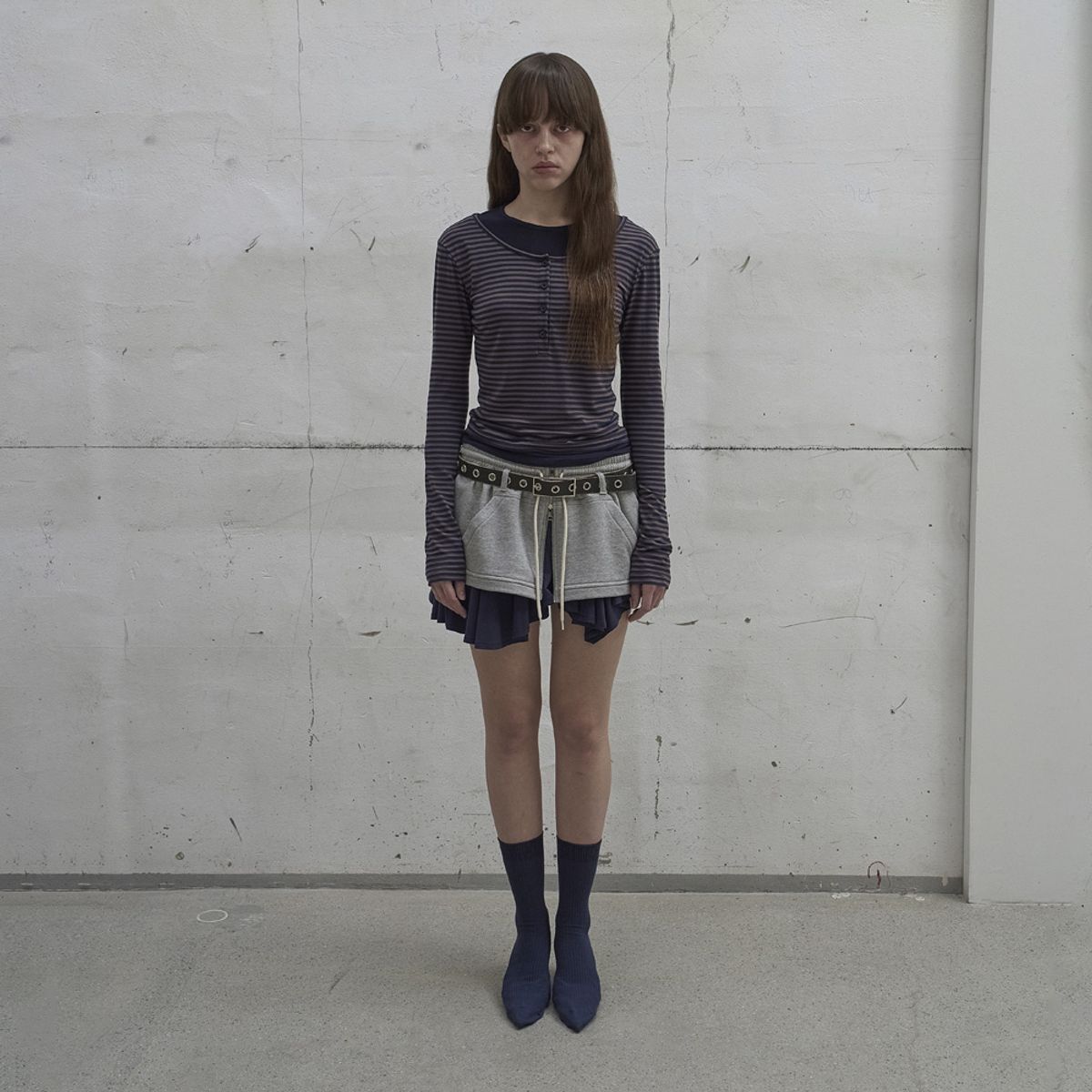 엘씨디씨티엠(LCDC™) LAYERED ZIP-UP SKIRT (MELANGE GREY)