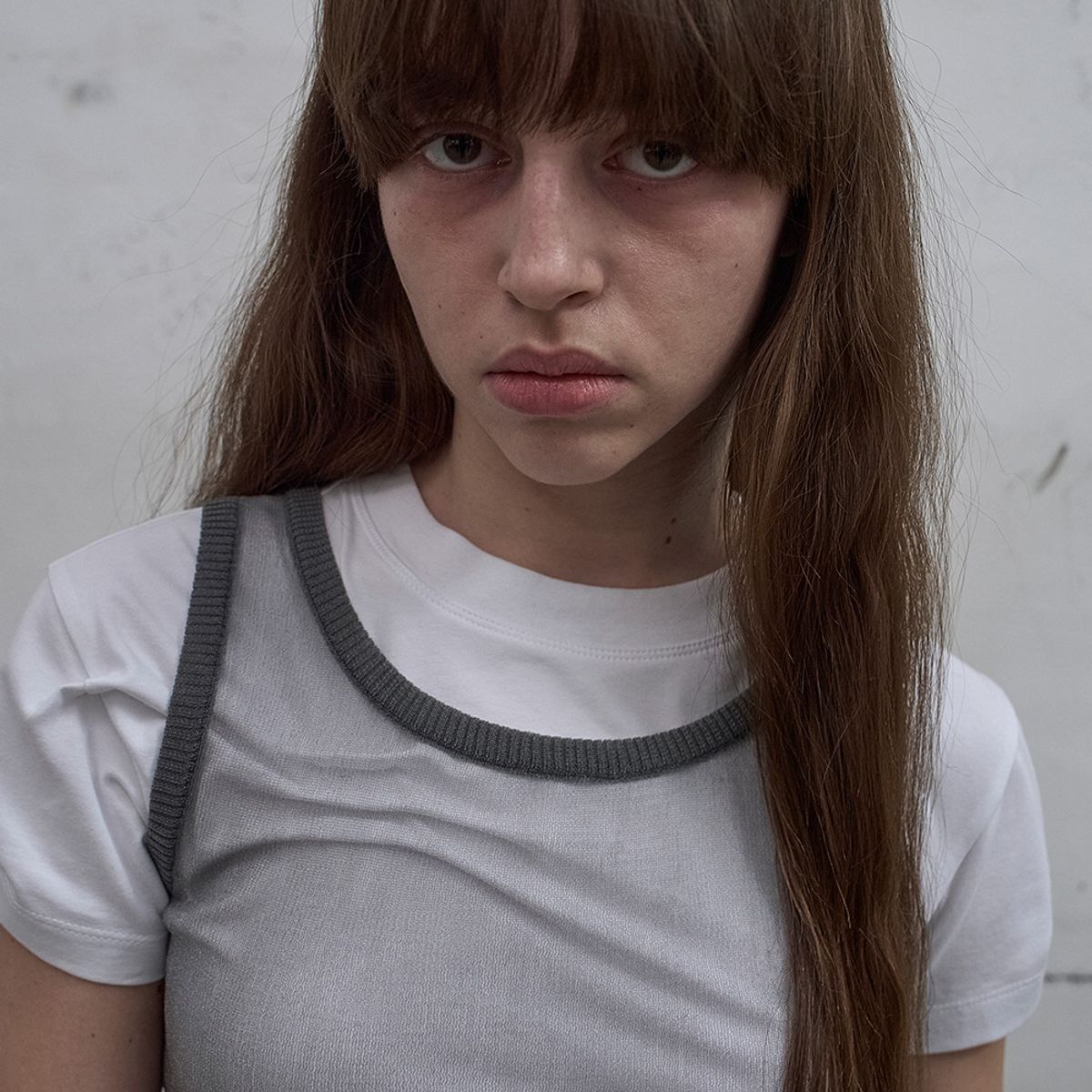 엘씨디씨티엠(LCDC™) SHEER FRILL KNIT TOP (GREY)