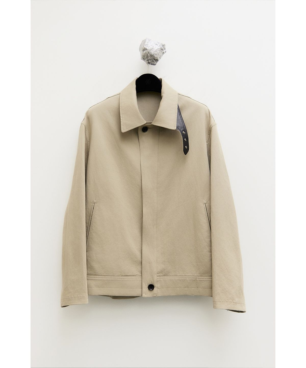 유스(YOUTH) Leather Trim Cotton Jacket - Beige