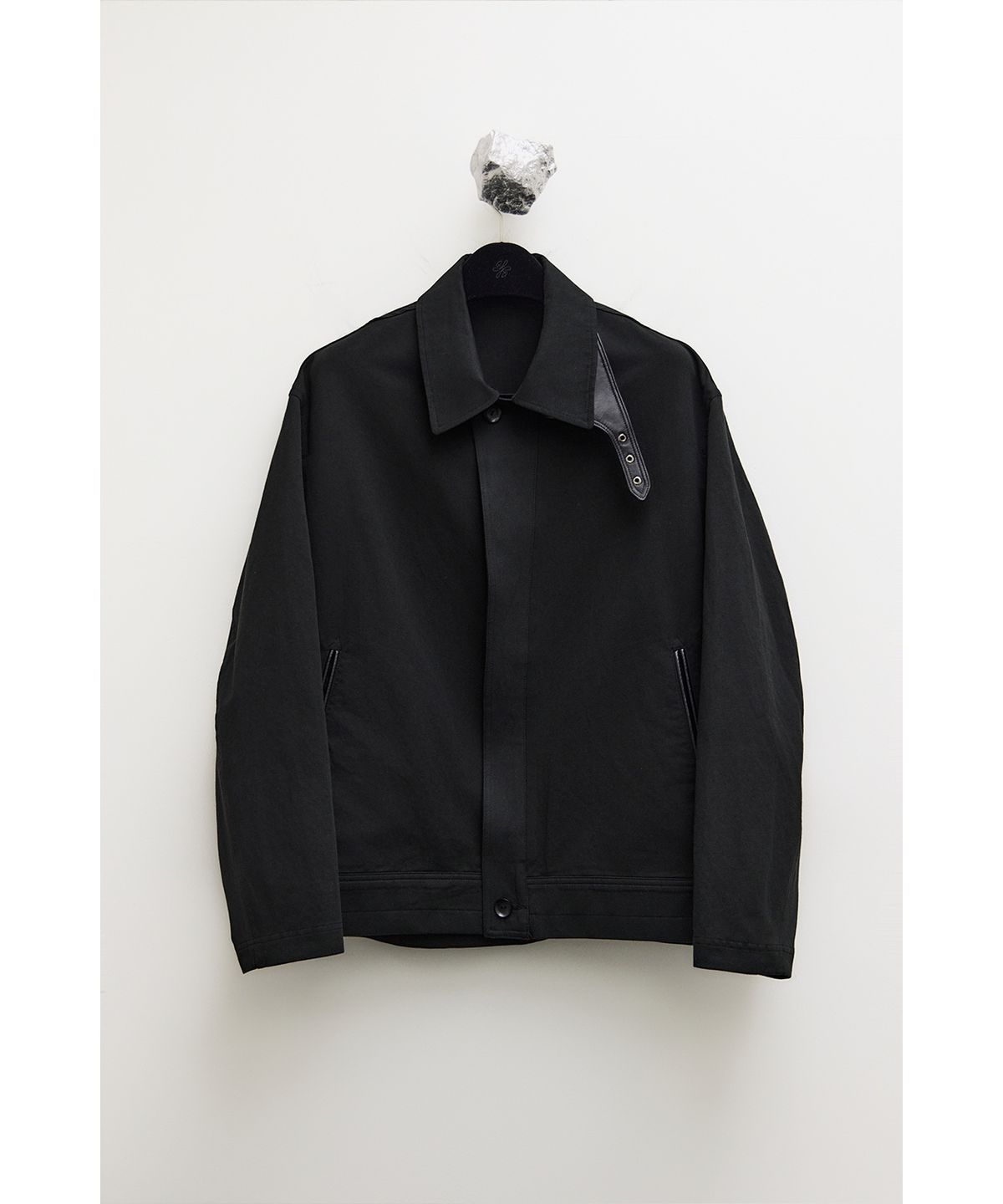 유스(YOUTH) Leather Trim Cotton Jacket - Black
