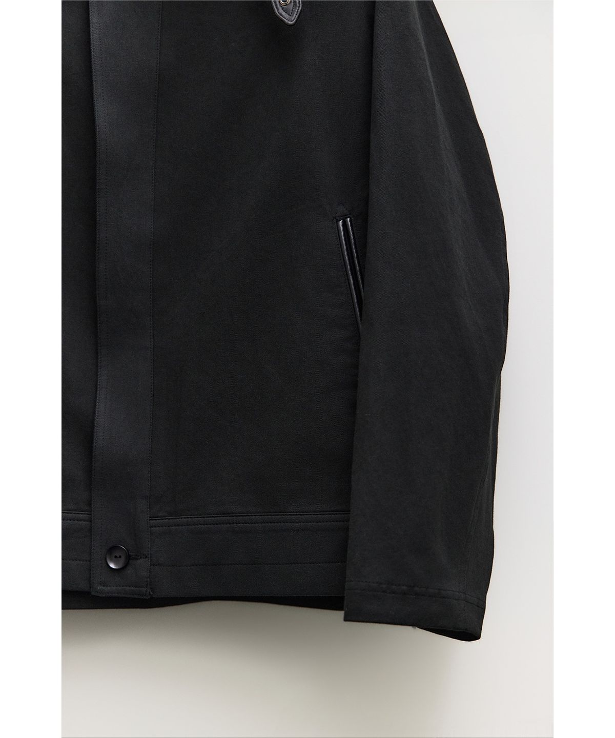 유스(YOUTH) Leather Trim Cotton Jacket - Black