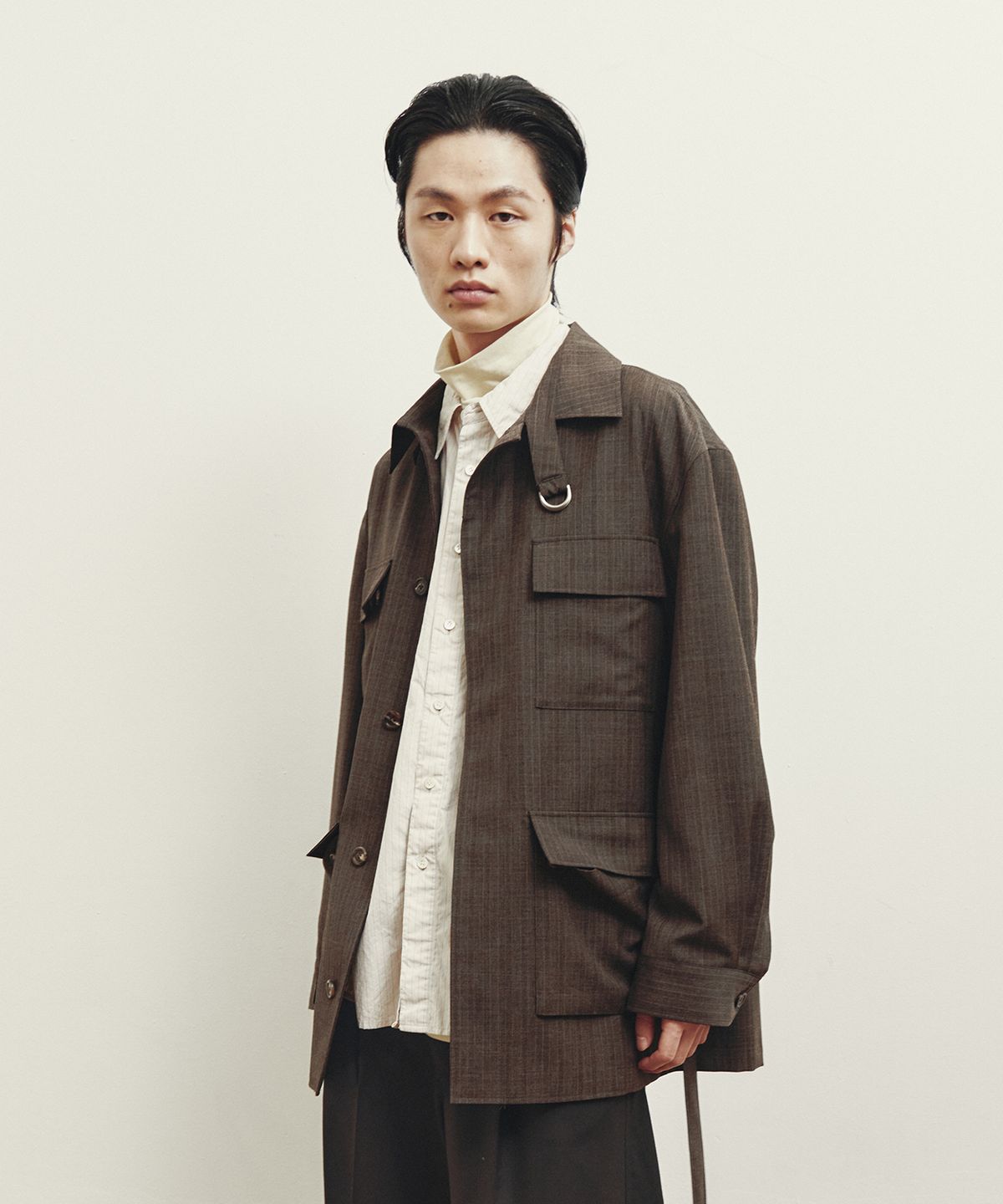 유스(YOUTH) Safari Jacket - Brown Stripe