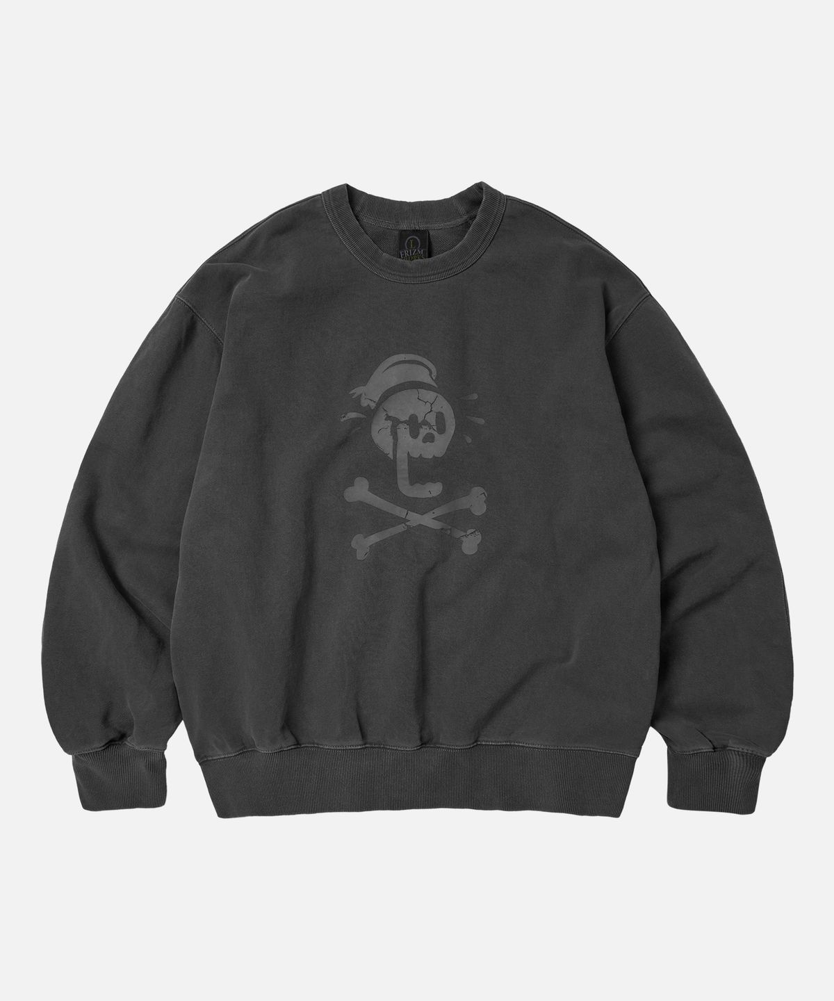 프리즘웍스(FRIZMWORKS) BLACK FLAG PIGMENT DYEING SWEATSHIRT _ CHARCOAL