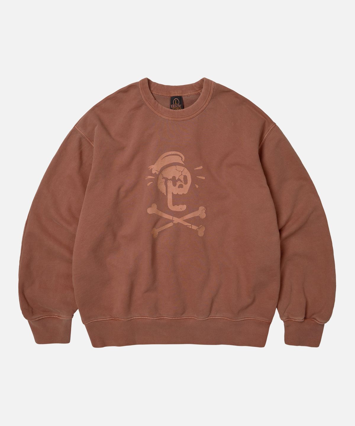 프리즘웍스(FRIZMWORKS) BLACK FLAG PIGMENT DYEING SWEATSHIRT _ BRICK
