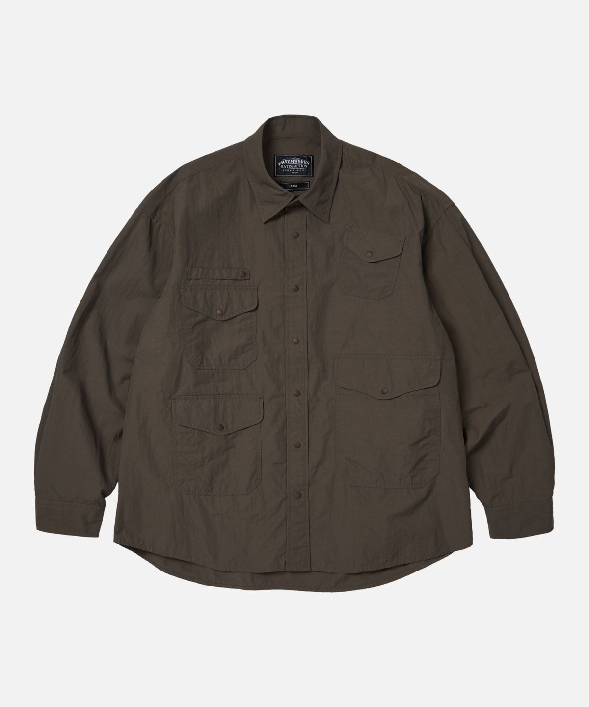프리즘웍스(FRIZMWORKS) NYLON UTILITY POCKET SHIRT JACKET _ BROWN