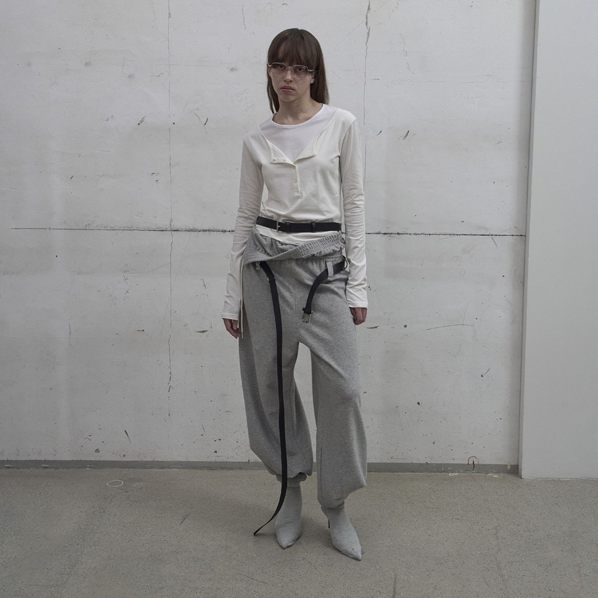 엘씨디씨티엠(LCDC™) LAYERED HENLEY NECK JERSEY TOP (WHITE)