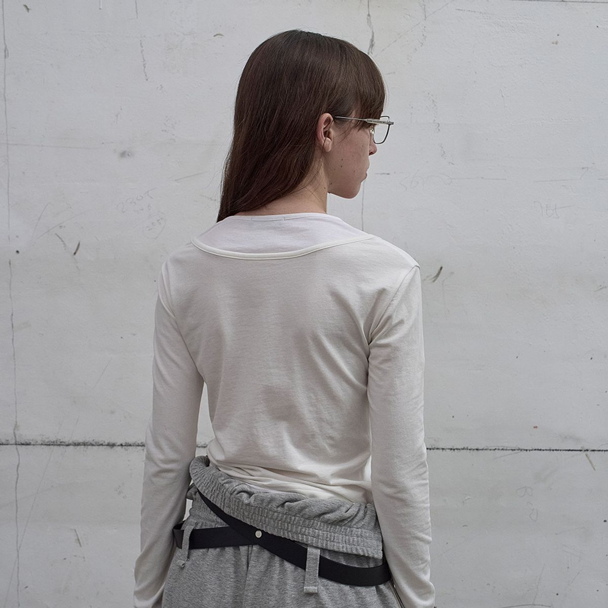 엘씨디씨티엠(LCDC™) LAYERED HENLEY NECK JERSEY TOP (WHITE)