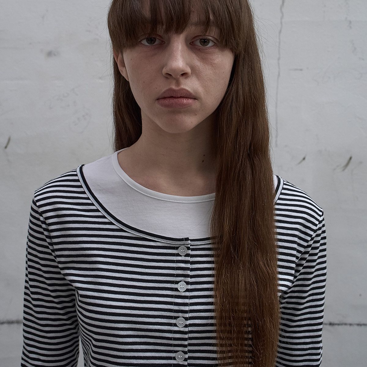 엘씨디씨티엠(LCDC™) LAYERED HENLEY NECK JERSEY TOP (BLACK)