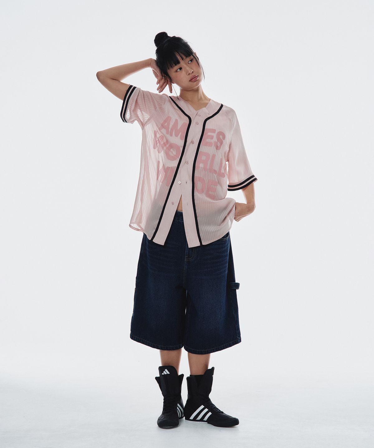 아메스 월드와이드(AMES-WORLDWIDE) MESH BASEBALL JACKET PINK