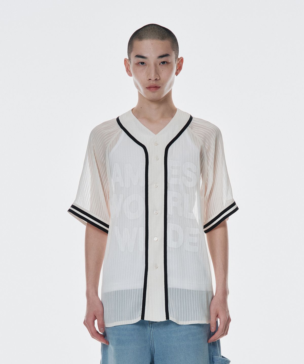 아메스 월드와이드(AMES-WORLDWIDE) MESH BASEBALL JACKET IVORY