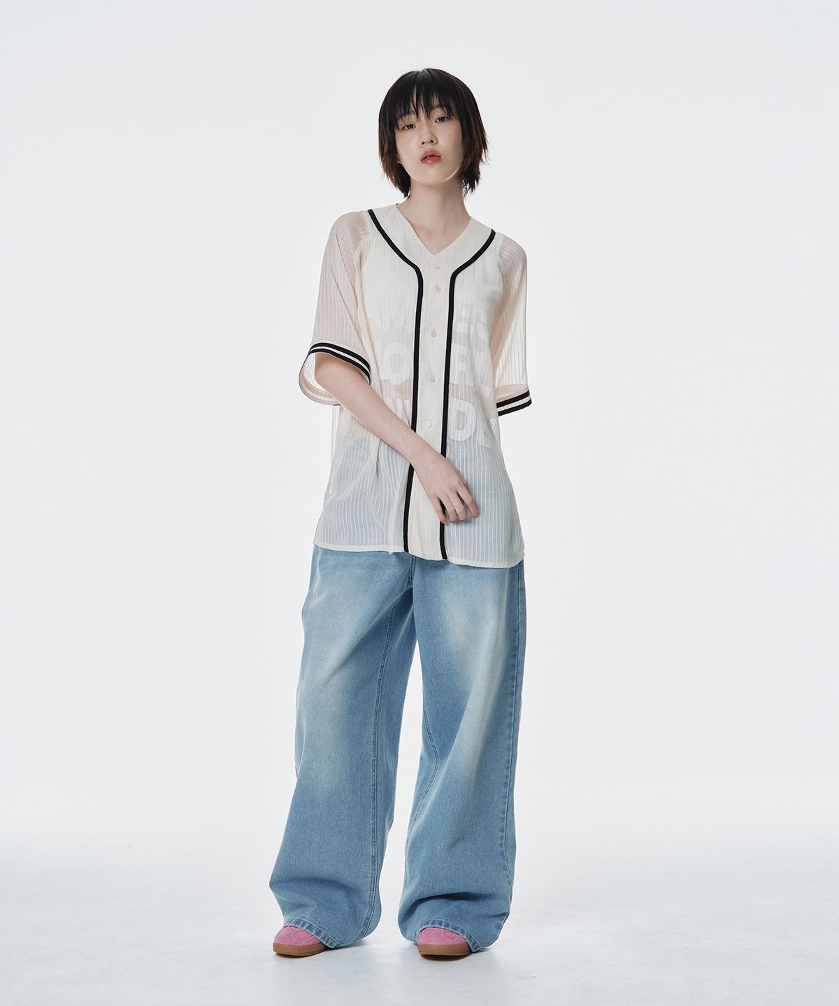 아메스 월드와이드(AMES-WORLDWIDE) MESH BASEBALL JACKET IVORY