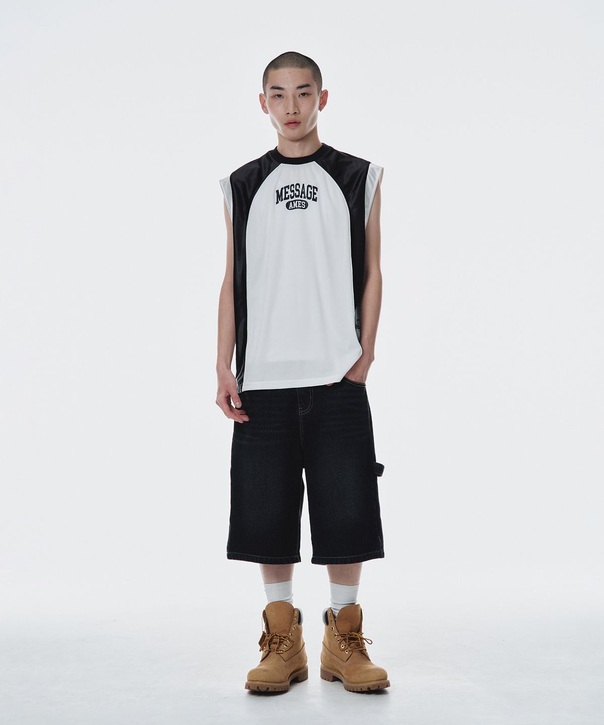 아메스 월드와이드(AMES-WORLDWIDE) SPORTY SLEEVELESS JERSEY BLACK