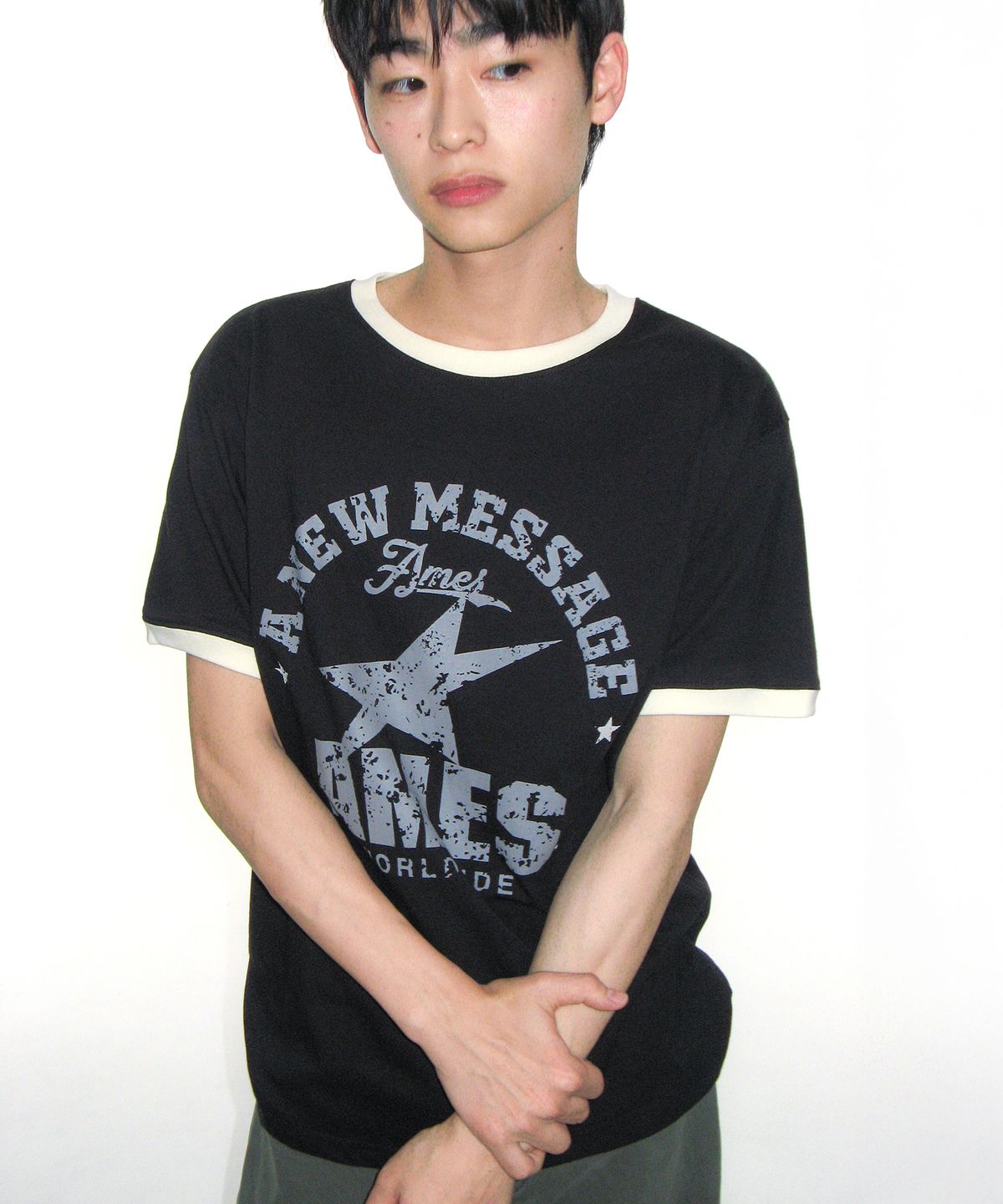 아메스 월드와이드(AMES-WORLDWIDE) VINTAGE STAR TEE BLACK