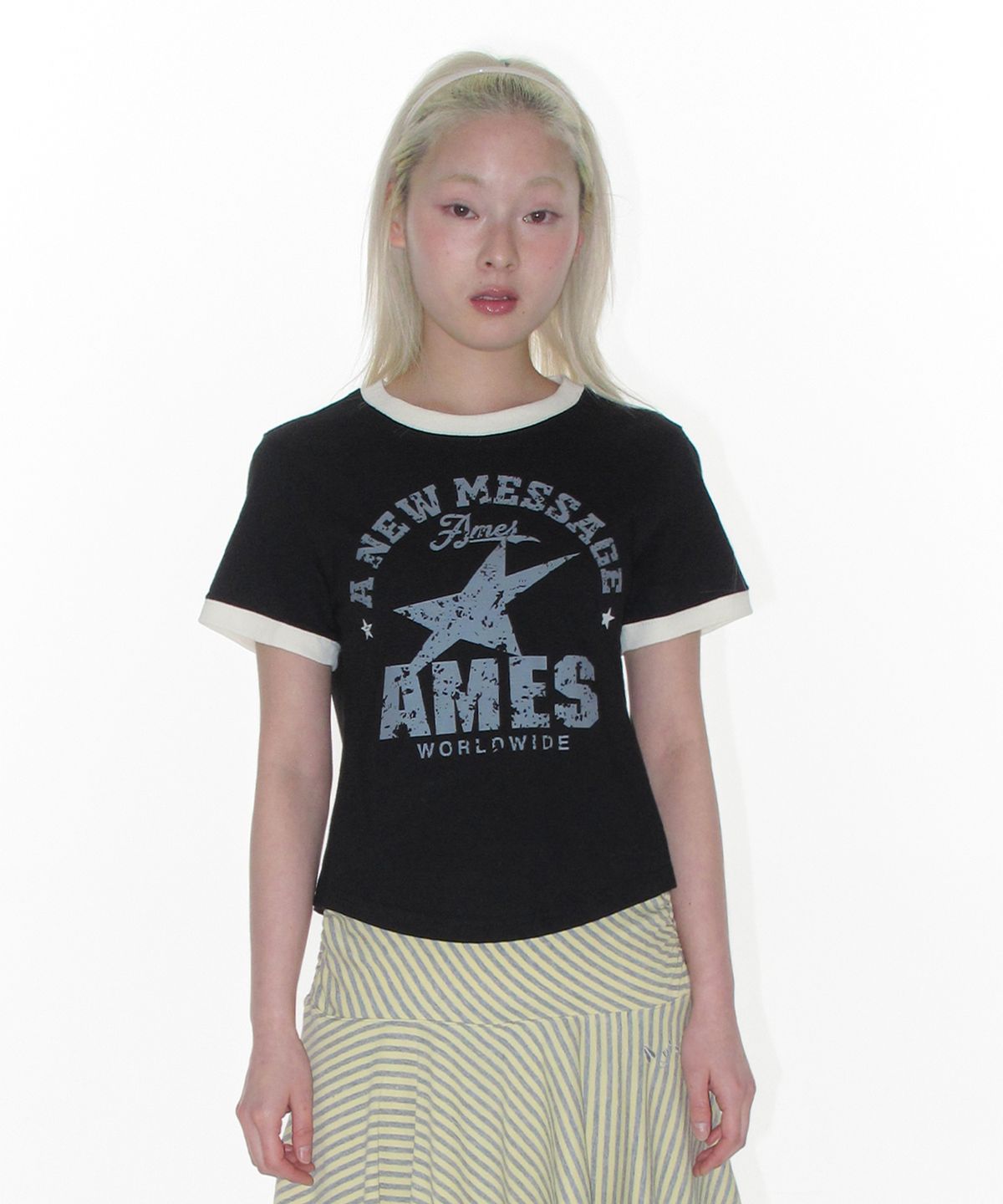 아메스 월드와이드(AMES-WORLDWIDE) VINTAGE STAR TEE BLACK