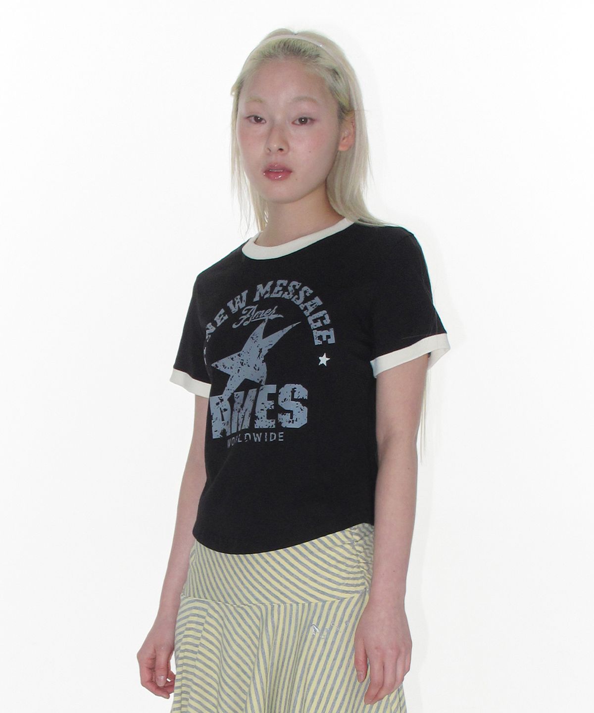 아메스 월드와이드(AMES-WORLDWIDE) VINTAGE STAR TEE BLACK
