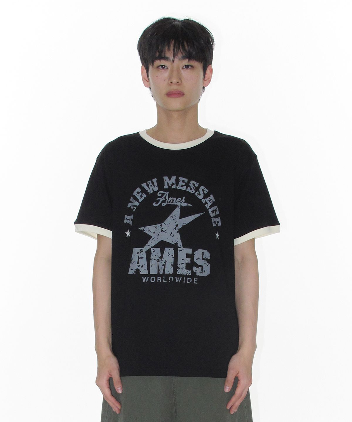 아메스 월드와이드(AMES-WORLDWIDE) VINTAGE STAR TEE BLACK
