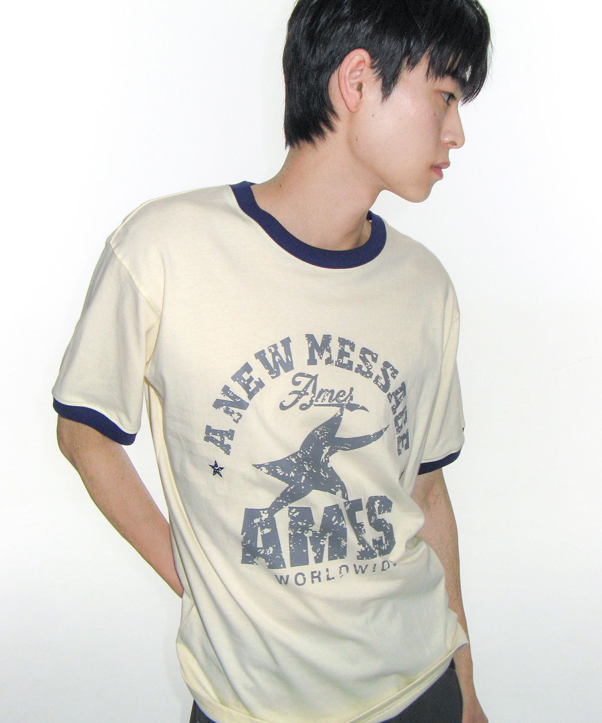 아메스 월드와이드(AMES-WORLDWIDE) VINTAGE STAR TEE CREAM