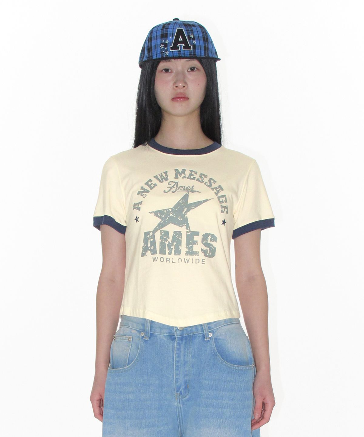 아메스 월드와이드(AMES-WORLDWIDE) VINTAGE STAR TEE CREAM