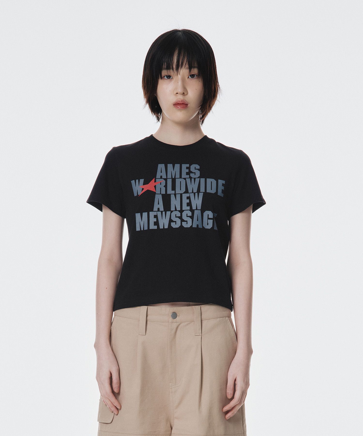 MUSINSA公式 | AMES-WORLDWIDE BOLD TYPO TEE BLACK