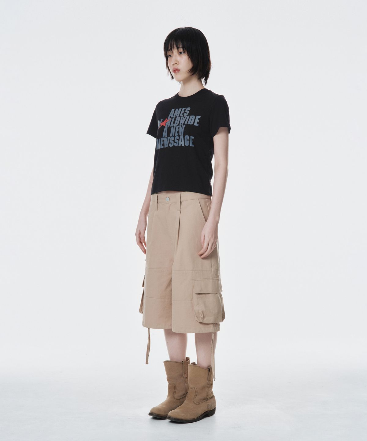 아메스 월드와이드(AMES-WORLDWIDE) BOLD TYPO TEE BLACK