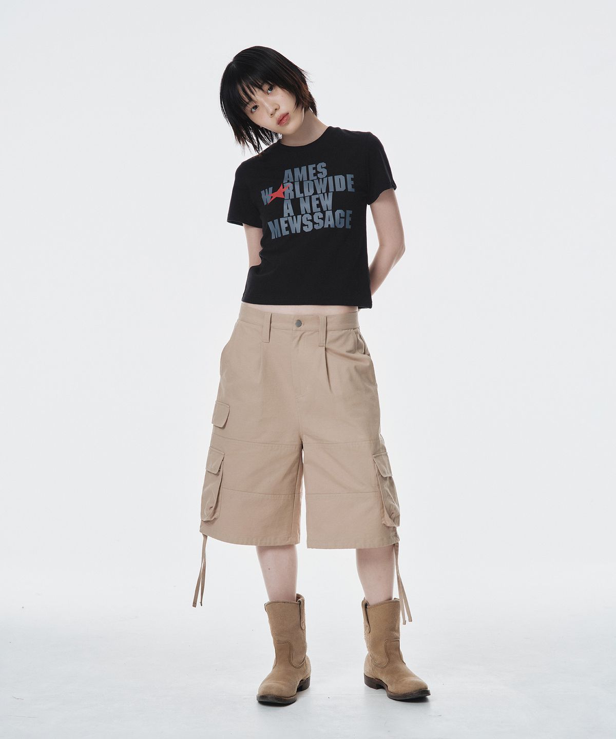 아메스 월드와이드(AMES-WORLDWIDE) BOLD TYPO TEE BLACK