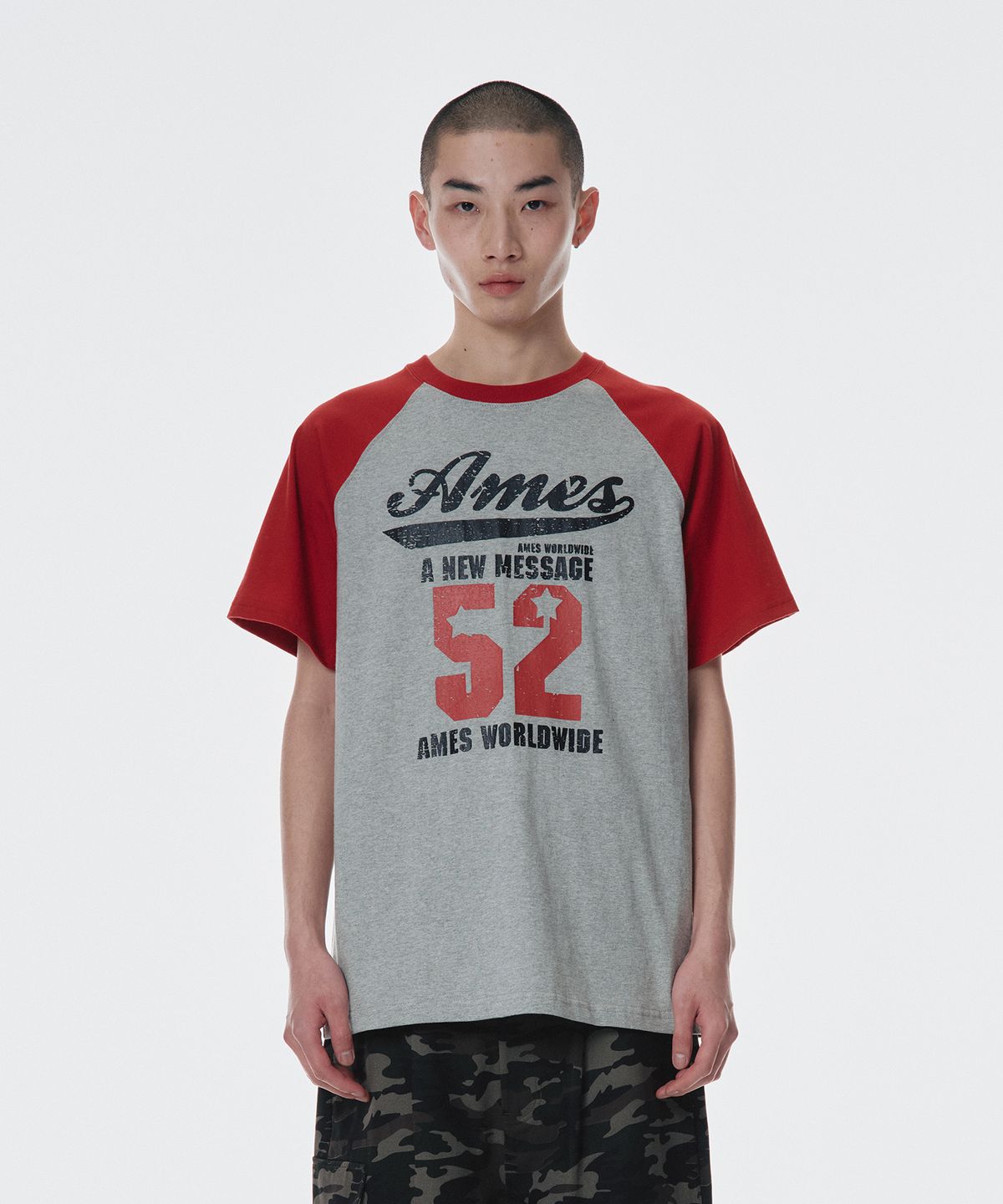 아메스 월드와이드(AMES-WORLDWIDE) 52 LOGO RAGLAN TEE RED