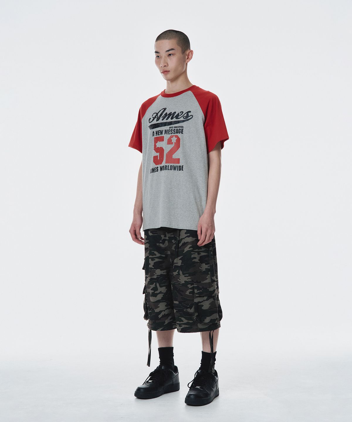 아메스 월드와이드(AMES-WORLDWIDE) 52 LOGO RAGLAN TEE RED
