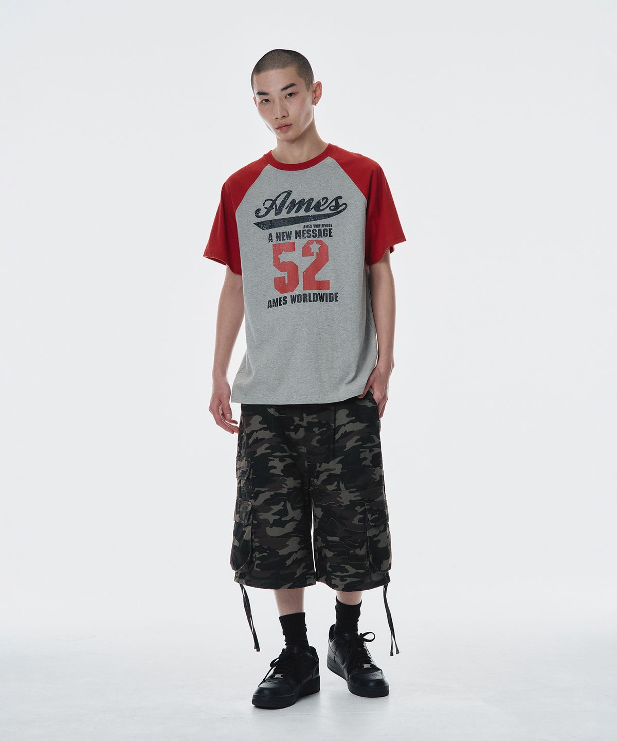 아메스 월드와이드(AMES-WORLDWIDE) 52 LOGO RAGLAN TEE RED