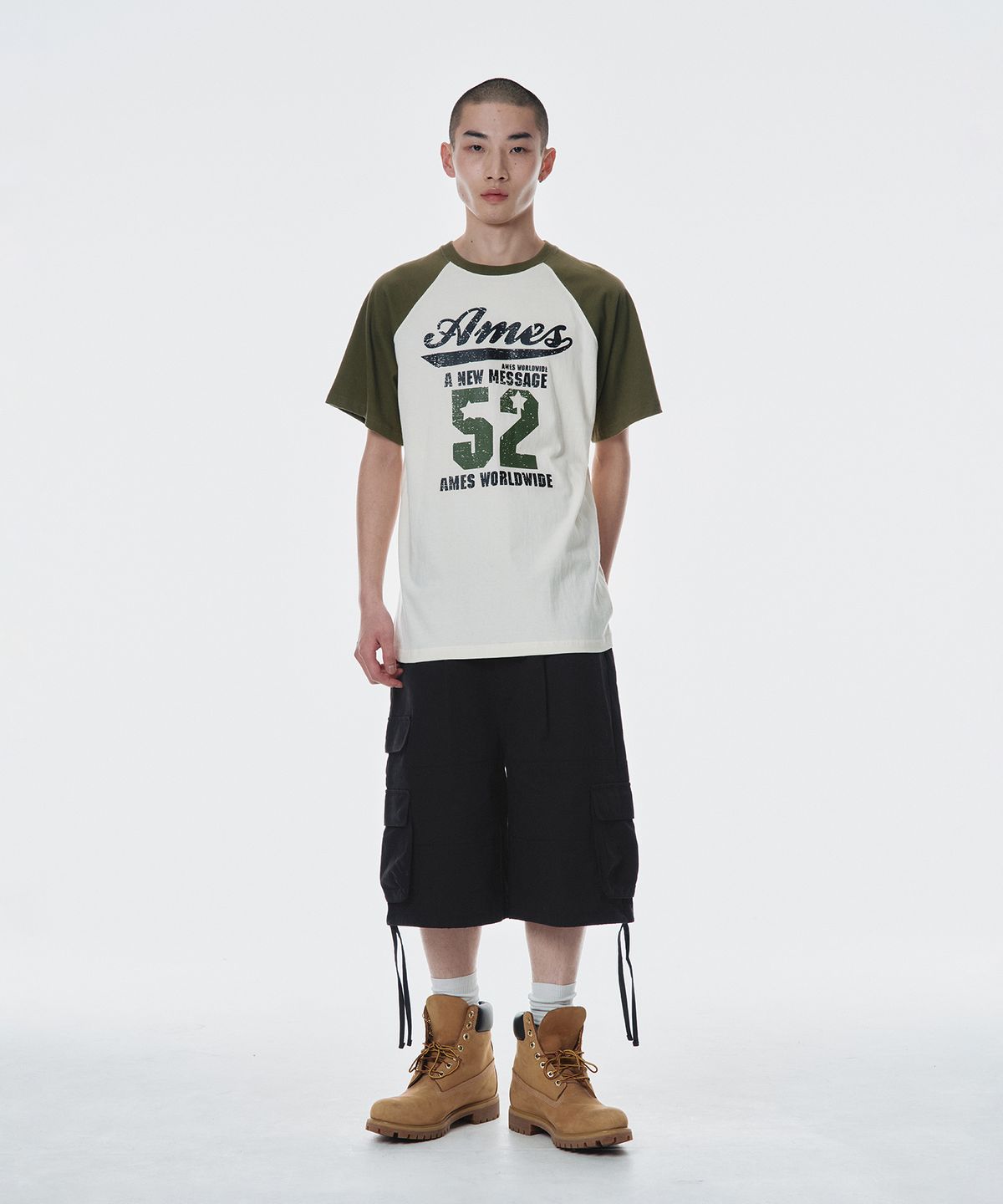 아메스 월드와이드(AMES-WORLDWIDE) 52 LOGO RAGLAN TEE KHAKI